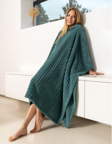 Kocobluzy - Kocobluza damska z kapturem poncho ZIELONY - produkt 9
