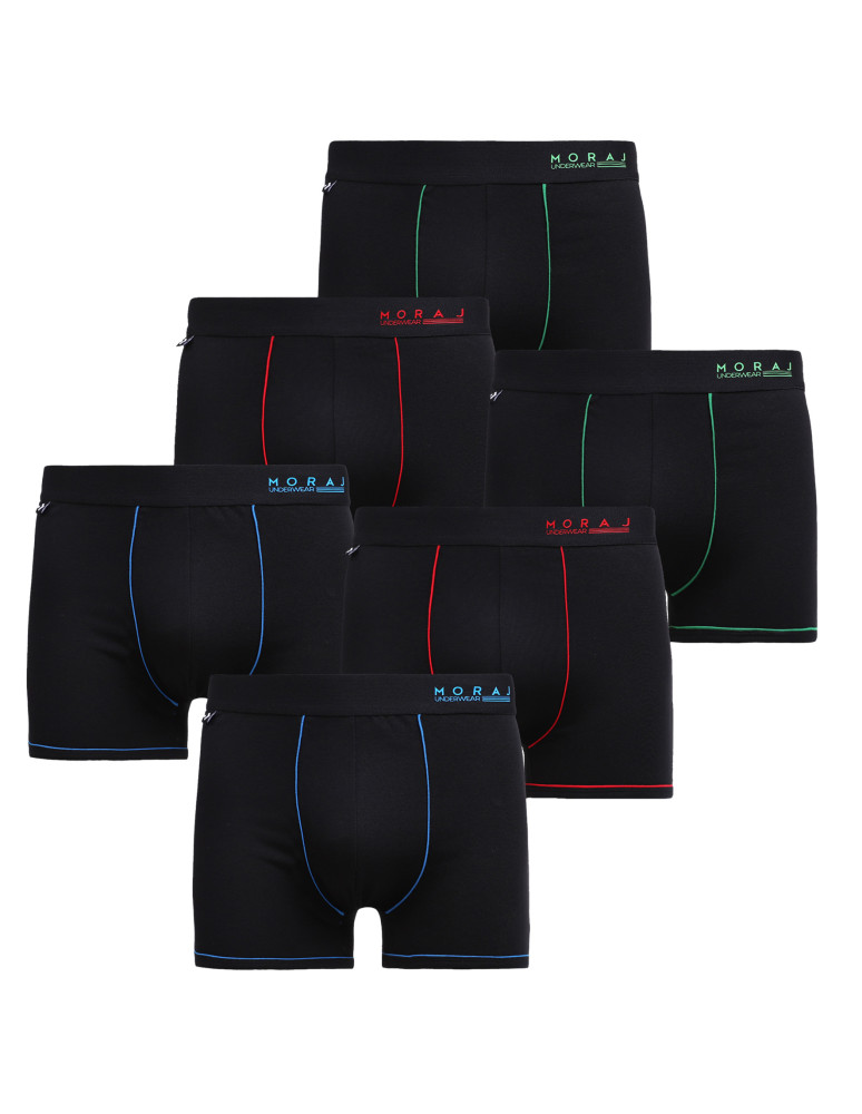 Bokserki dopasowane - Bokserki męskie bawełniane klasyczne z elastycznym pasem 6-pak WIELOKOLOROWY - produkt moraj.pl 1
