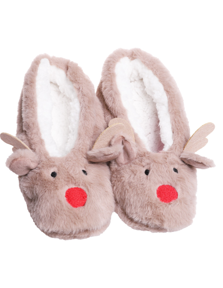 Kapcie i bambosze - Zestaw prezentowy świąteczny kapcie i opaska na oczy BRĄZOWY  - produkt moraj.pl 2