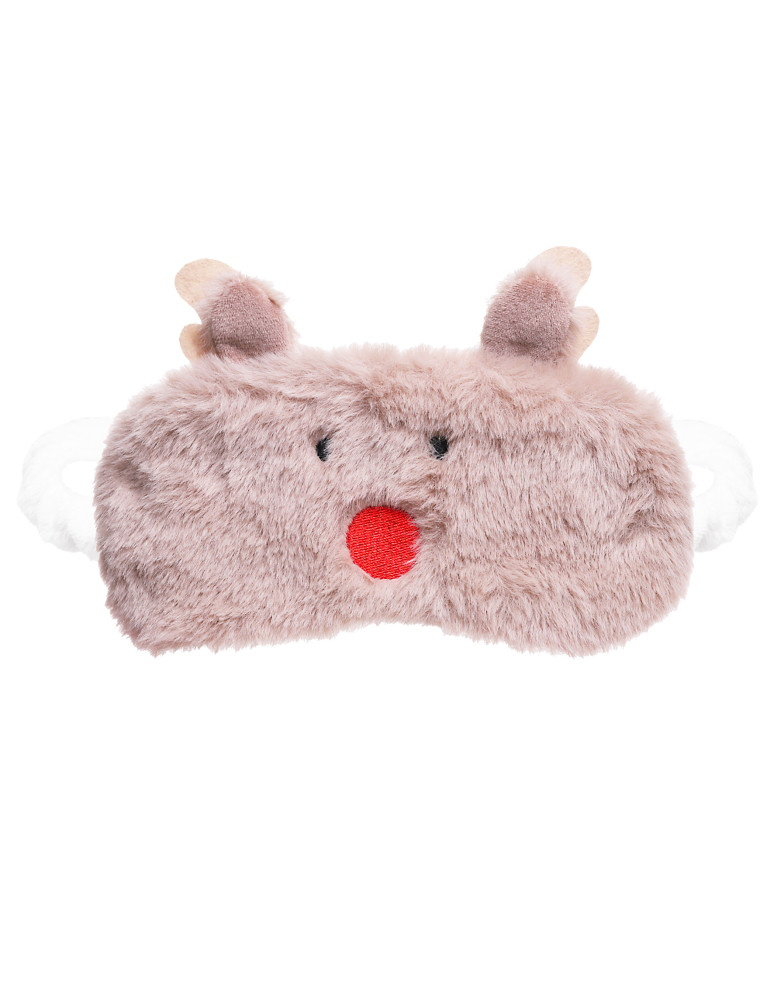 Kapcie i bambosze - Zestaw prezentowy świąteczny kapcie i opaska na oczy BRĄZOWY  - produkt moraj.pl 3