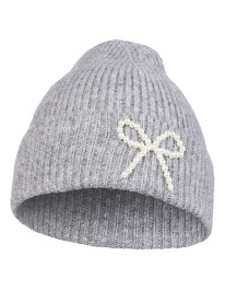 Czapka damska zimowa z wełną i kokardką z perełek