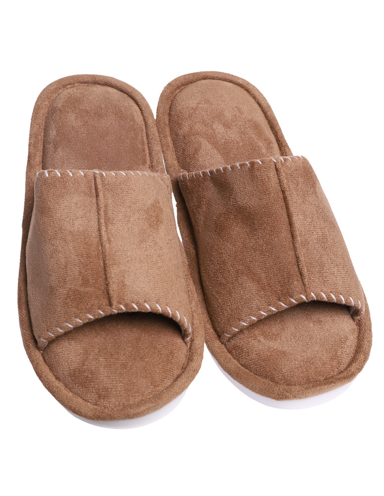 Kapcie i bambosze - Kapcie domowe damskie wsuwane BRĄZOWY - produkt moraj.pl 1