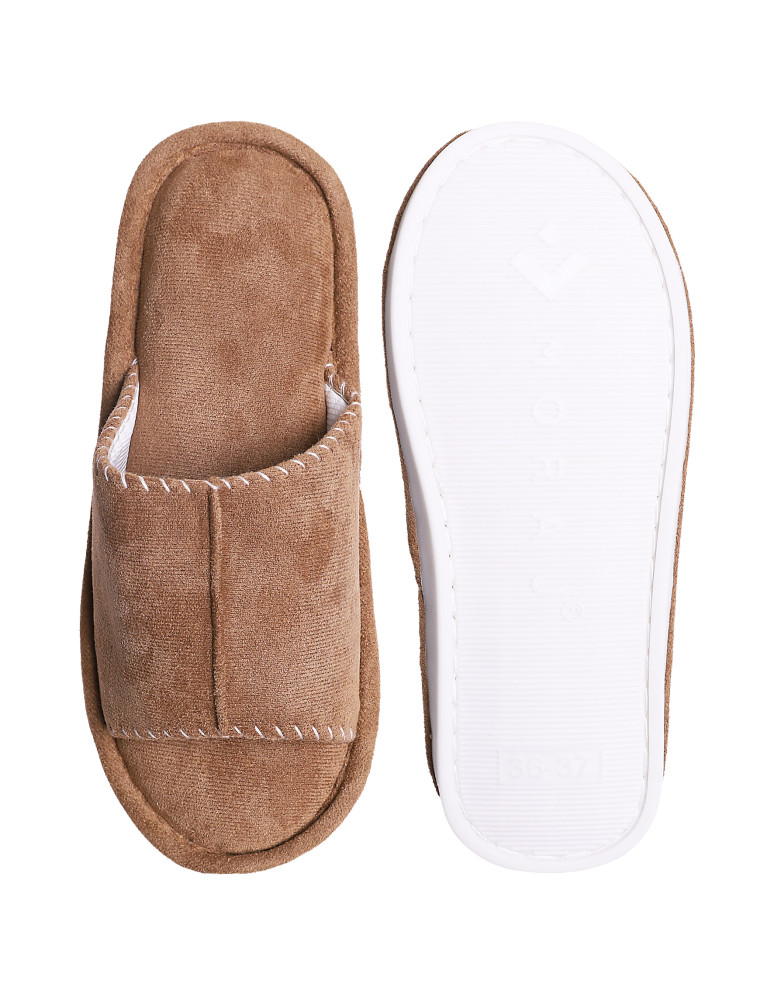 Kapcie i bambosze - Kapcie domowe damskie wsuwane BRĄZOWY  - produkt moraj.pl 2