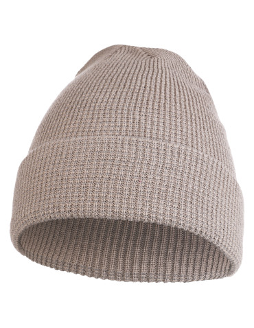 Czapki - Czapka zimowa beanie z odblaskową przędzą BEŻOWY - produkt 1