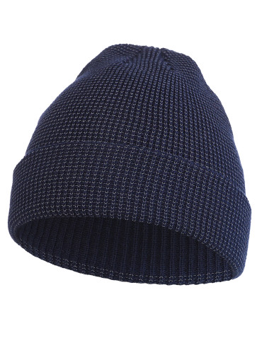 Czapki - Czapka zimowa beanie z odblaskową przędzą GRANATOWY - produkt 1