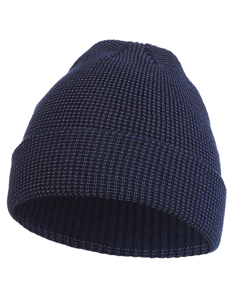 Czapki - Czapka zimowa beanie z odblaskową przędzą GRANATOWY - produkt moraj.pl 1