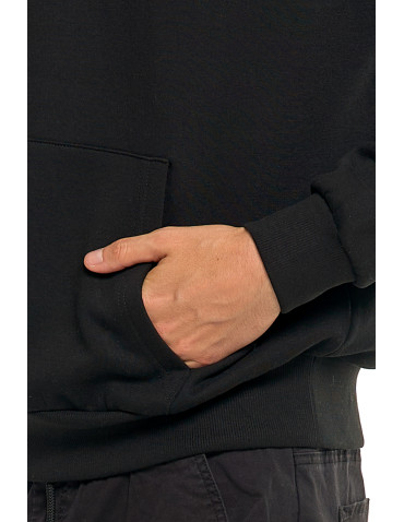 Bluzy - Bluza unisex z kapturem i cyrkoniami ocieplana CZARNY - produkt 5