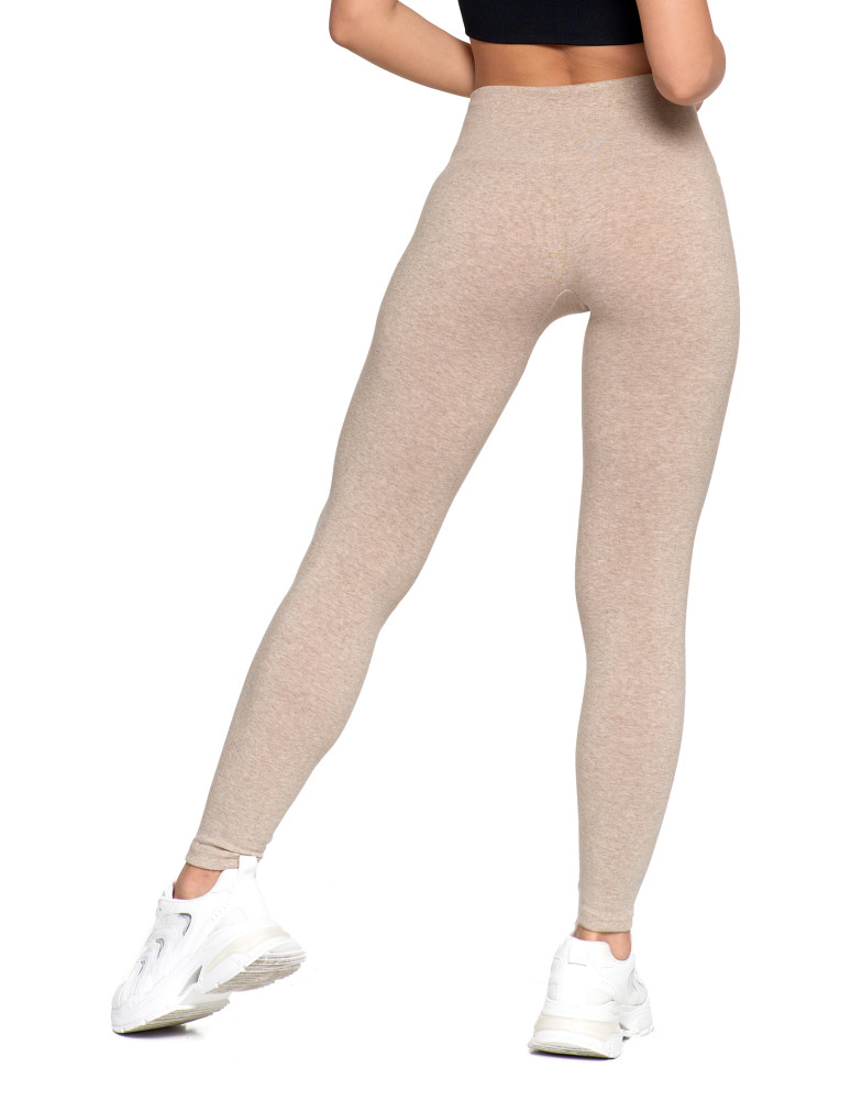 Legginsy - Legginsy damskie ocieplane z wysokim stanem i szerokim pasem BEŻOWY - produkt moraj.pl 5