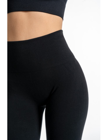 Legginsy - Legginsy damskie ocieplane z wysokim stanem i szerokim pasem CZARNY - produkt 8