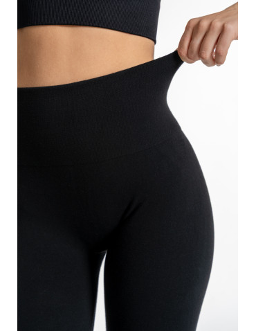 Legginsy - Legginsy damskie ocieplane z wysokim stanem i szerokim pasem CZARNY - produkt 9