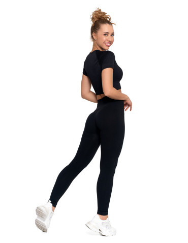 Legginsy - Legginsy damskie ocieplane z wysokim stanem i szerokim pasem CZARNY - produkt 10