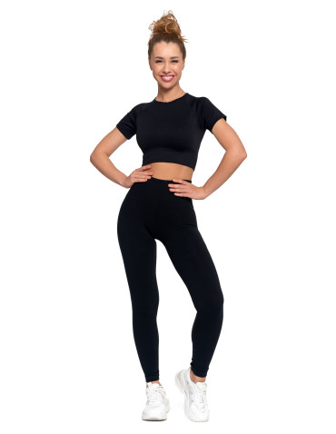 Legginsy - Legginsy damskie ocieplane z wysokim stanem i szerokim pasem CZARNY - produkt 11