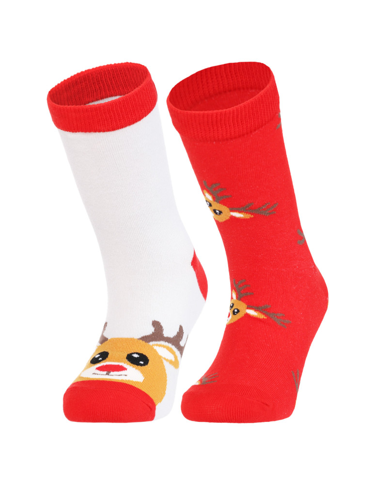 Długie - Świąteczne skarpetki dziecięce reniferowe szaleństwo 2-pak WIELOKOLOROWY - produkt moraj.pl 1