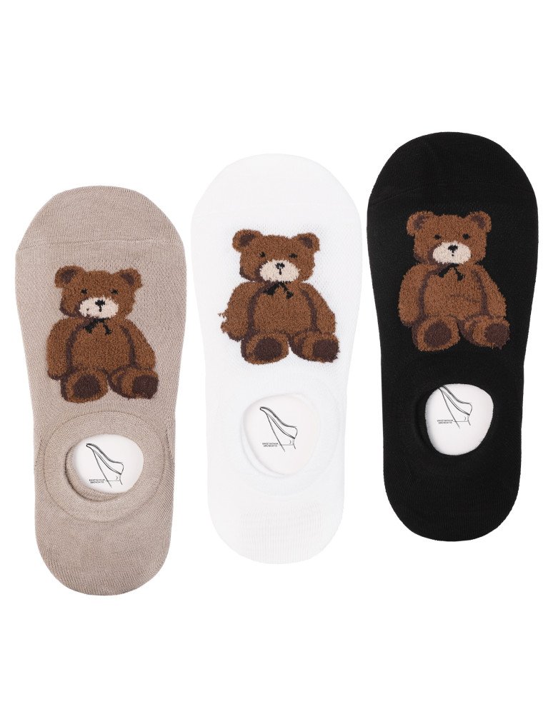 Niskie stopki - Skarpety damskie stopki niskie z pluszowym misiem 3-pak WIELOKOLOROWY - produkt moraj.pl 1