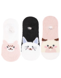 Skarpety damskie stopki niskie pluszowe z ABS 3-pak