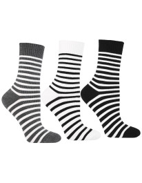 Skarpety damskie bawełniane długie prążkowane w paski 3-pak