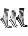 Skarpety damskie bawełniane długie prążkowane w paski 3-pak WIELOKOLOROWY