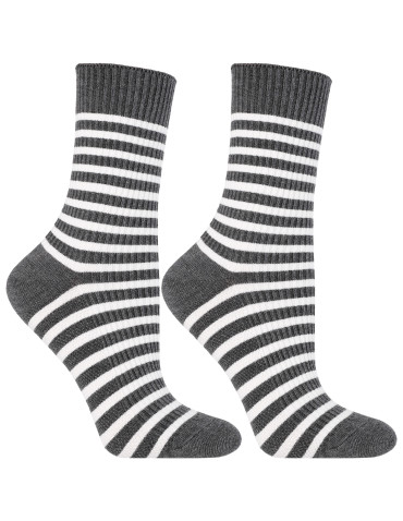Długie - Skarpety damskie bawełniane długie prążkowane w paski 3-pak WIELOKOLOROWY - produkt 3