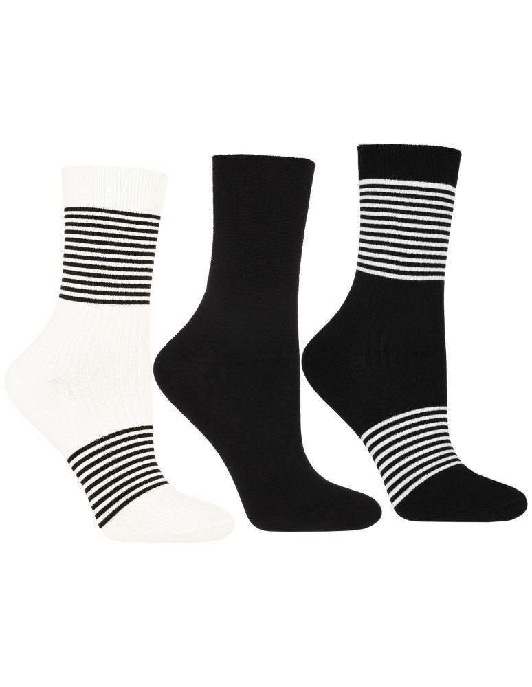 Długie - Skarpety damskie w paski z wiskozy 3-pak WIELOKOLOROWY - produkt moraj.pl 1