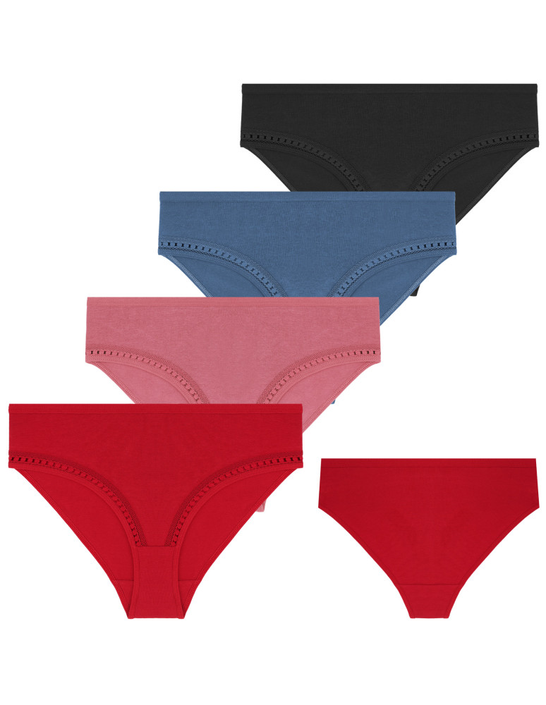 Majtki figi damskie klasyczne bikini bawełniane 4-pak WIELOKOLOROWY