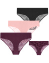 Majtki damskie figi laserowo cięte z koronkowym tyłem 3-pak WIELOKOLOROWY