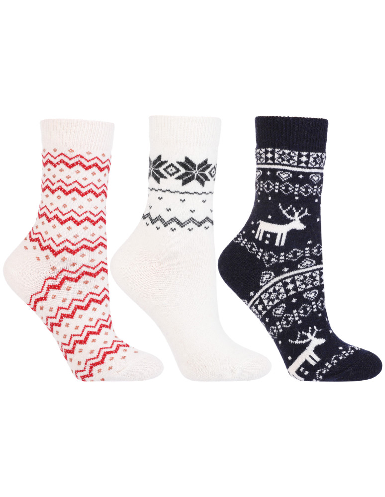 Długie - Damskie ciepłe skarpety z wzorem norweskim 3-pak WIELOKOLOROWY - produkt moraj.pl 1