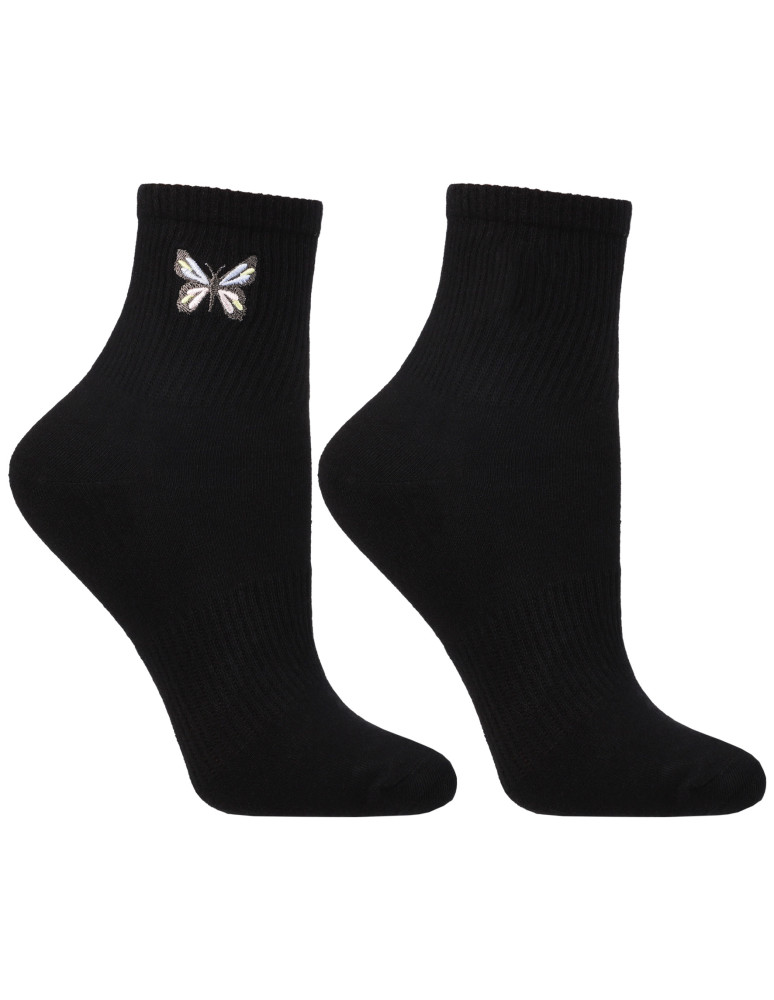 Za kostkę - Damskie skarpety za kostkę z haftem motyla 3-pak WIELOKOLOROWY  - produkt moraj.pl 2