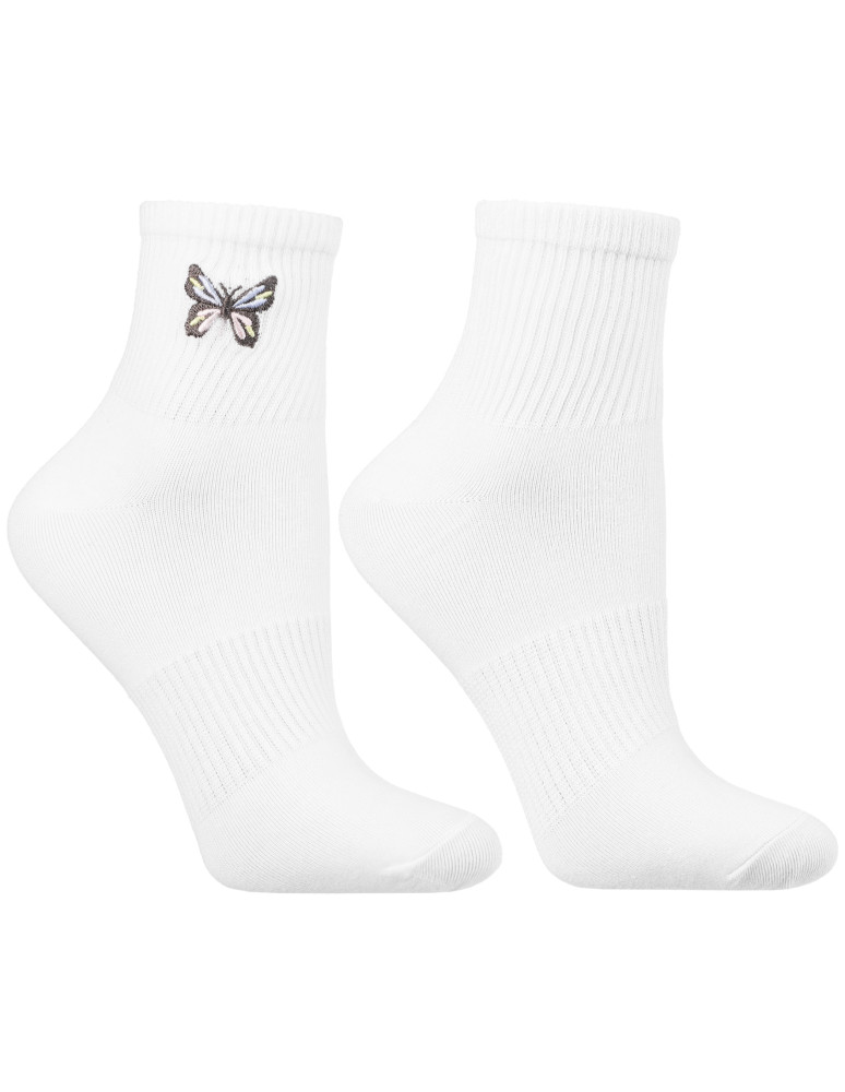 Za kostkę - Damskie skarpety za kostkę z haftem motyla 3-pak WIELOKOLOROWY  - produkt moraj.pl 4