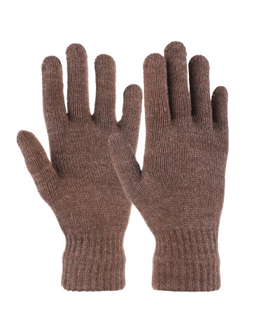 Rękawiczki - Rękawiczki damskie dzianinowe przejściowe BRĄZOWY - produkt 1