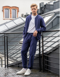 Spodnie męskie dresowe z kieszeniami i ściągaczem w pasie