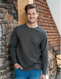 Koszulka męska longsleeve ze strukturą i okrągłym