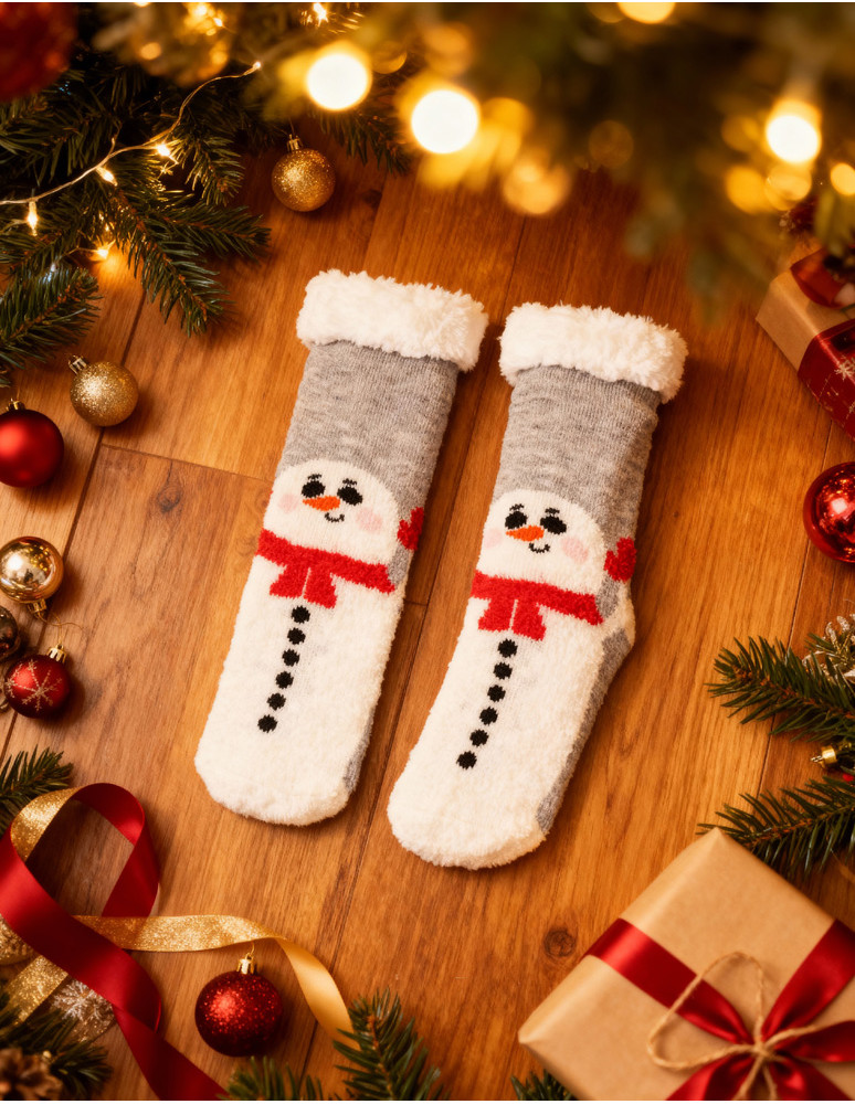 Długie - Świąteczne ciepłe skarpety damskie bambosze zimowe SZARY - produkt moraj.pl 4