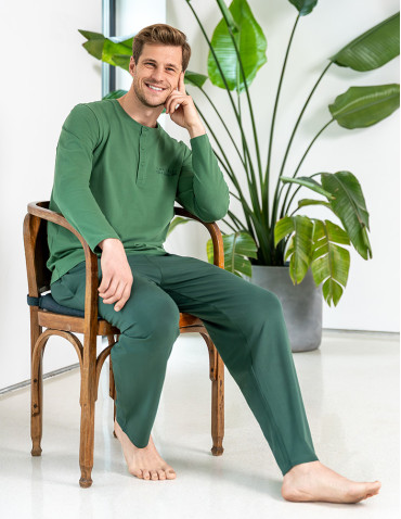 Piżama męska rozpinana bawełniana z długim rękawem