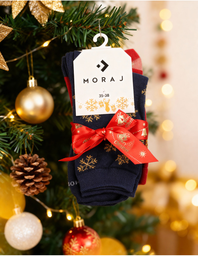 Skarpety - Świąteczne skarpety damskie w śnieżynki 2-pak WIELOKOLOROWY - produkt moraj.pl 1