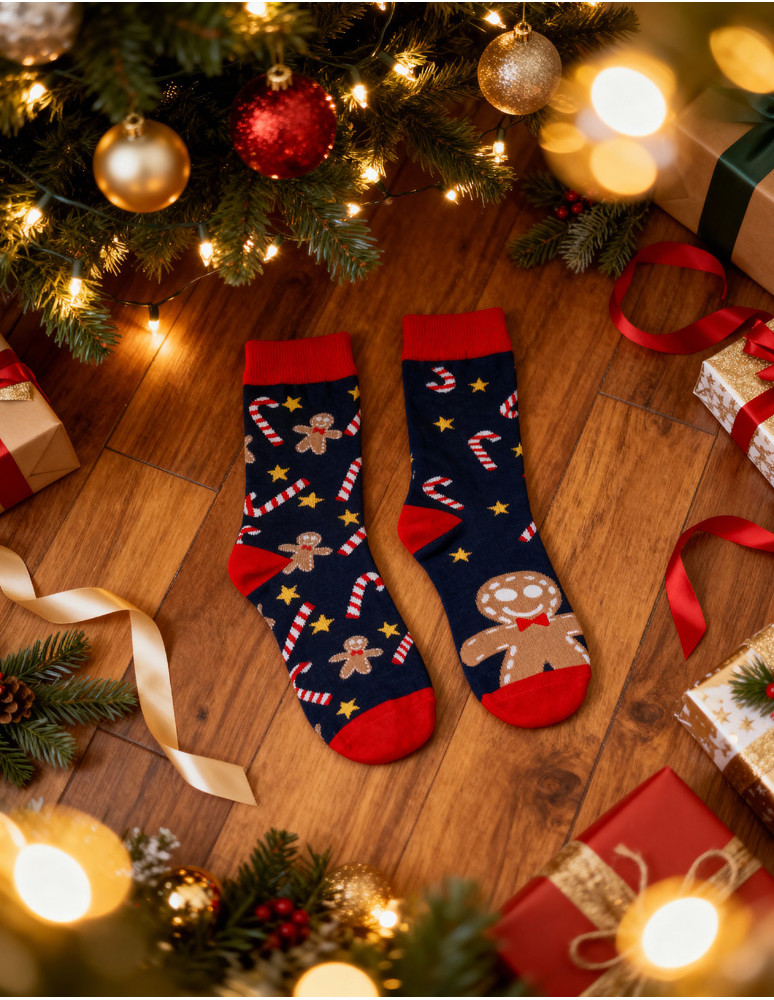 Długie - Skarpetki świąteczne nie do pary w ciasteczka WZÓR - produkt moraj.pl 6