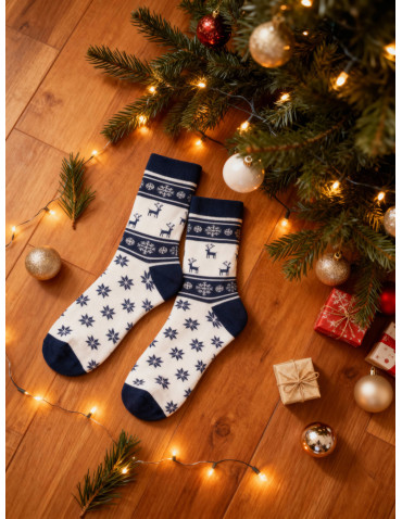 Długie - Skarpetki świąteczne damskie renifery i śnieżynki 2-pak WIELOKOLOROWY - produkt 6