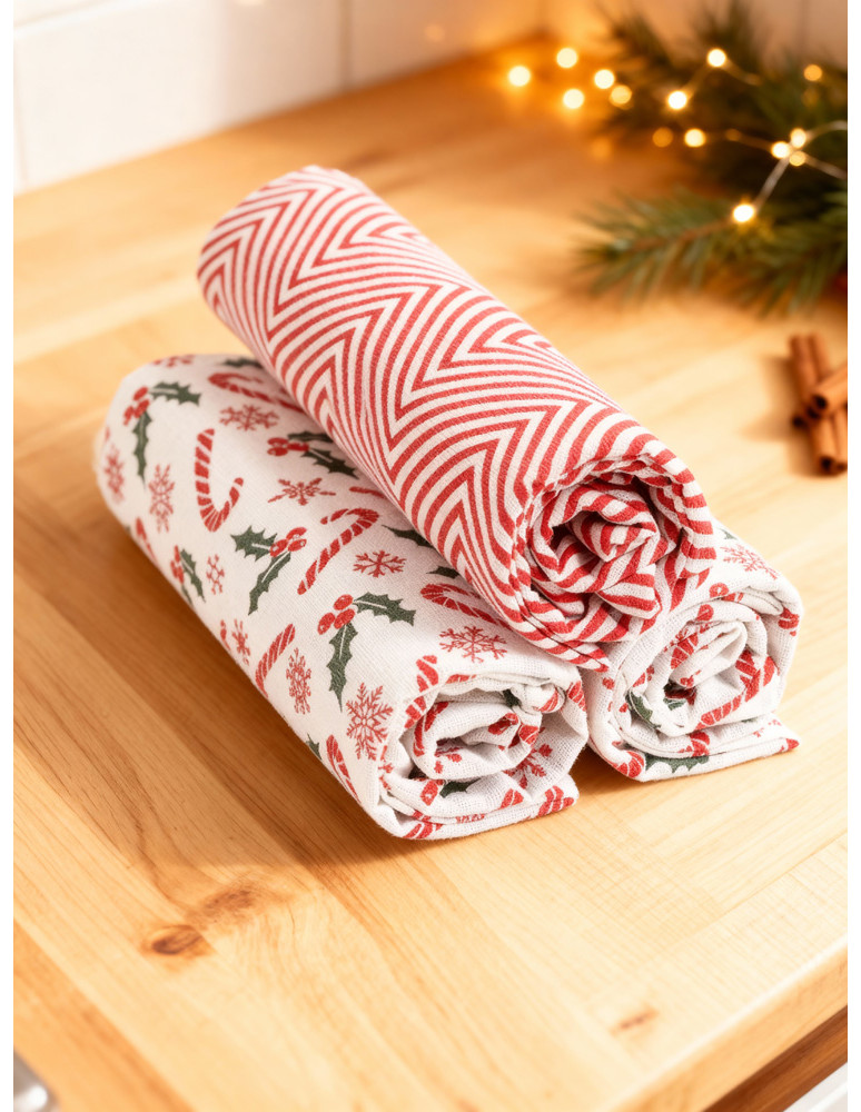 Kuchenne - Ręczniki kuchenne świąteczny wzór torba 3-pak WIELOKOLOROWY  - produkt moraj.pl 8