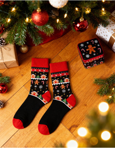 Długie - Skarpetki w świąteczne wzory pierników w ozdobnej puszce WIELOKOLOROWY - produkt 4