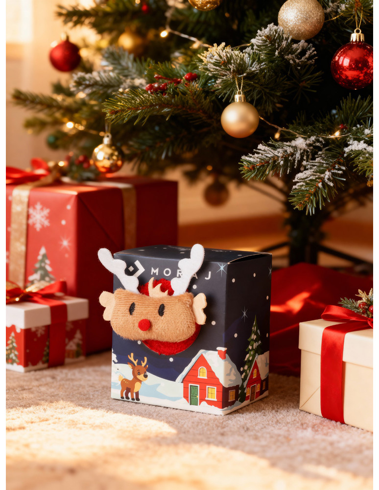 Długie - Damskie skarpety świąteczne z reniferem 3D CZERWONY  - produkt moraj.pl 7