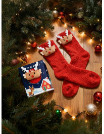 Damskie skarpety świąteczne z reniferem 3D