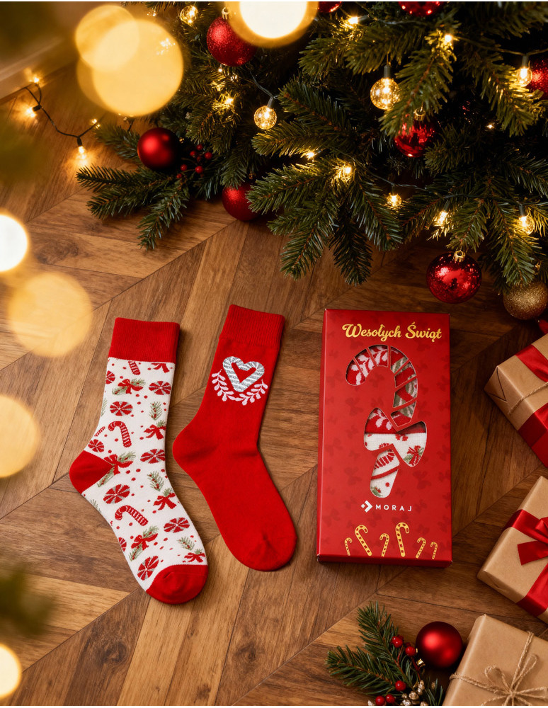 Damskie skarpetki świąteczne wzory w pudełku 2-pak WIELOKOLOROWY