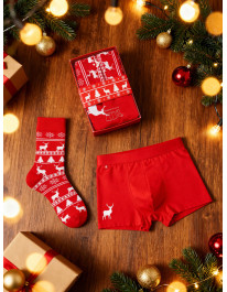 Zestaw świąteczny męski bokserki i skarpetki z reniferem