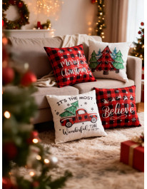 Dekoracyjne poszewki na poduszkę świąteczne 4-pak