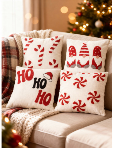 Świąteczne poszewki na poduszkę dekoracyjne 4-pak