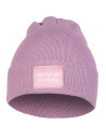 Czapka damska przejściowa beanie z wiskozy z naszywką FIOLETOWY
