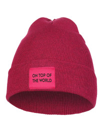 Czapka damska przejściowa beanie z wiskozy z naszywką