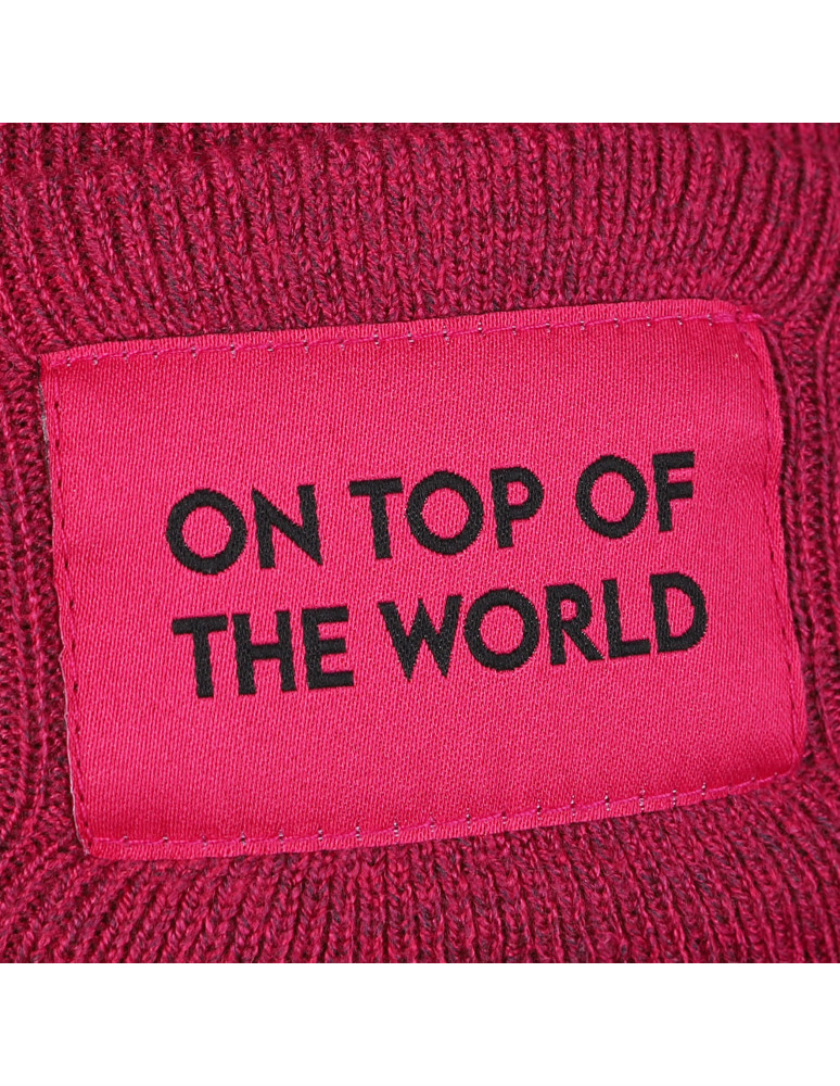 Czapki - Czapka damska przejściowa beanie z wiskozy z naszywką RÓŻOWY - produkt moraj.pl 2