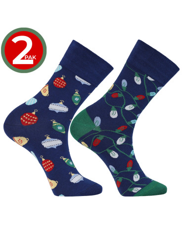 Świąteczne męskie skarpetki w bombki i światełka 2-pak