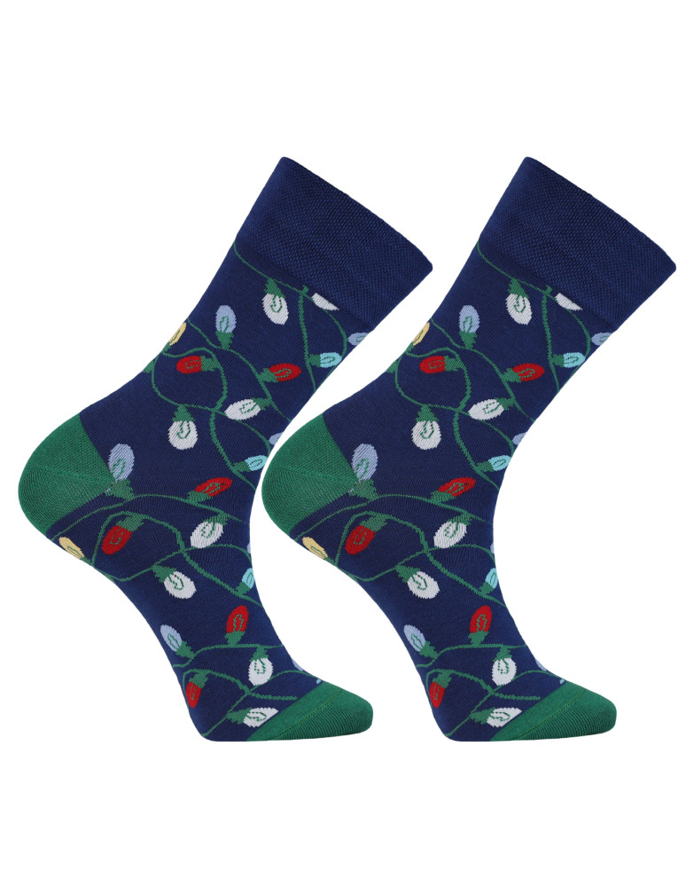 Długie - Świąteczne męskie skarpetki w bombki i światełka 2-pak WIELOKOLOROWY - produkt moraj.pl 3