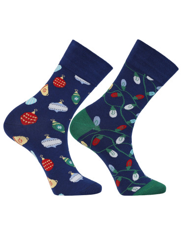 Długie - Świąteczne męskie skarpetki w bombki i światełka 2-pak WIELOKOLOROWY - produkt 5